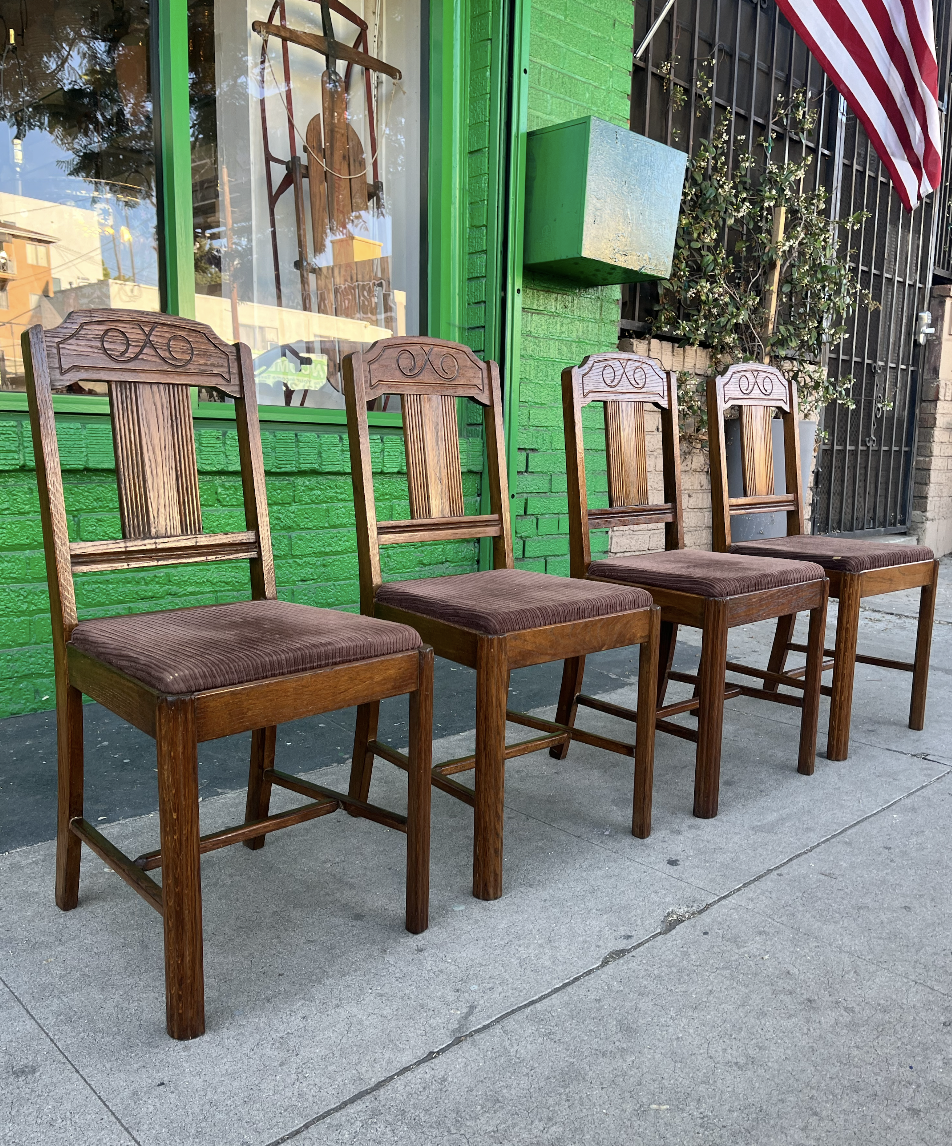 Impeccable Taste | Set of Four 1920s Oak Dining Chairs