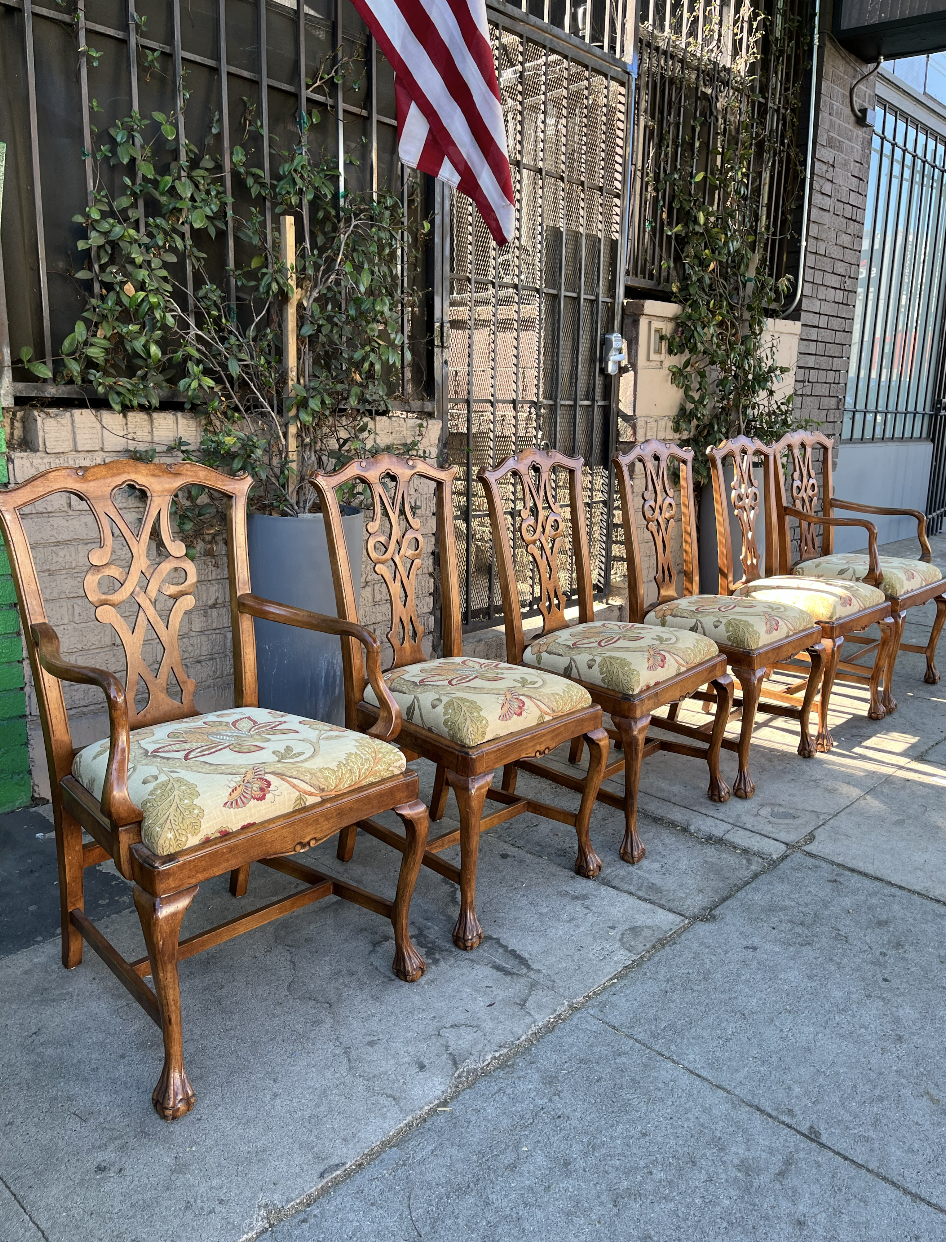 Set of Six European Chippendale Dining Chairs