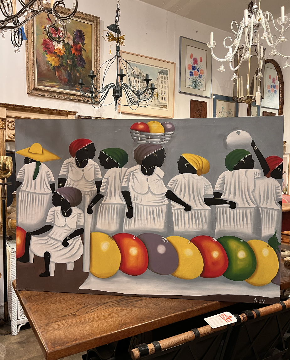 Open Air | Mid-century Market Scene Painting