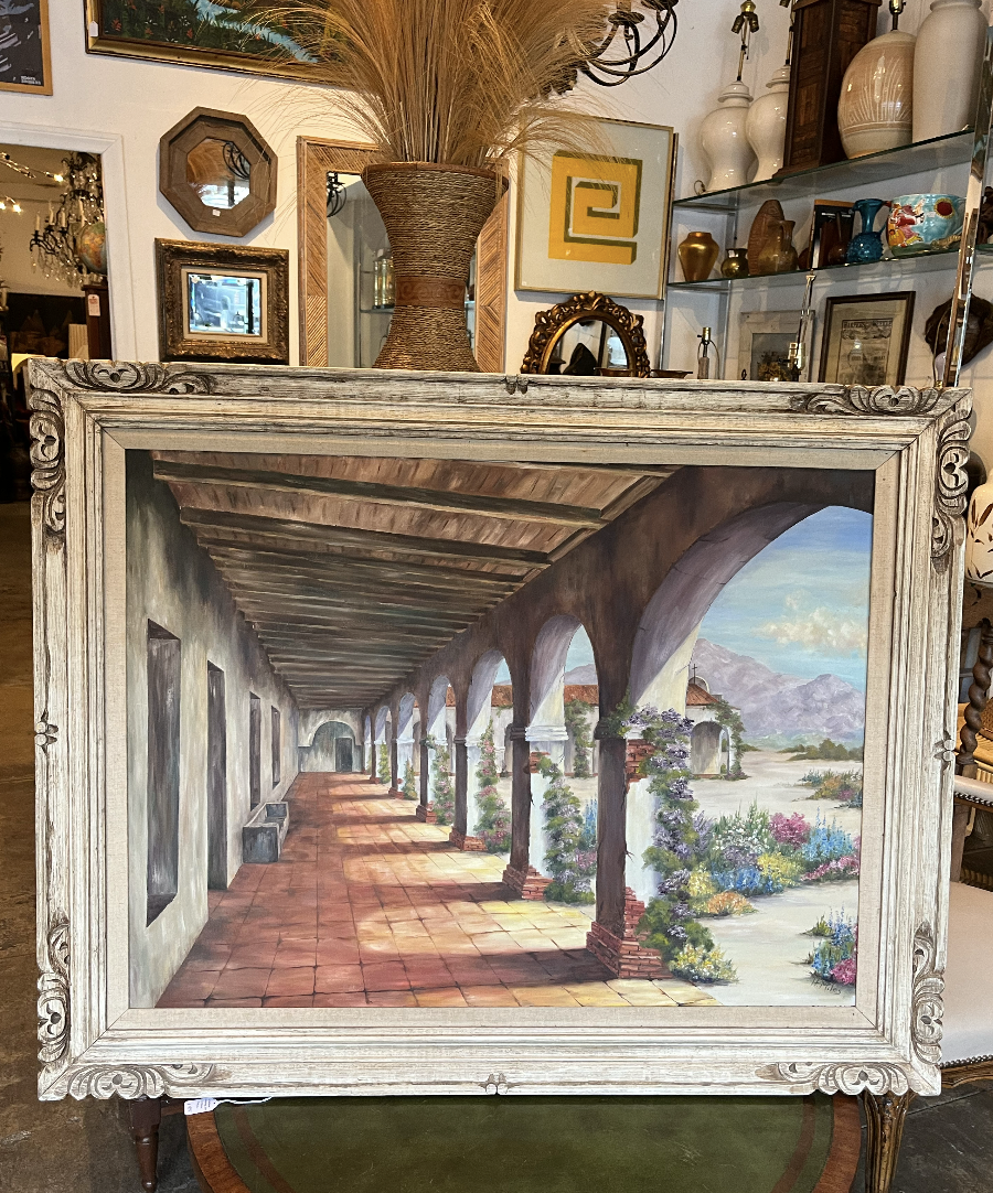 Daily Devotion | Large Mid-century Painting of California Mission