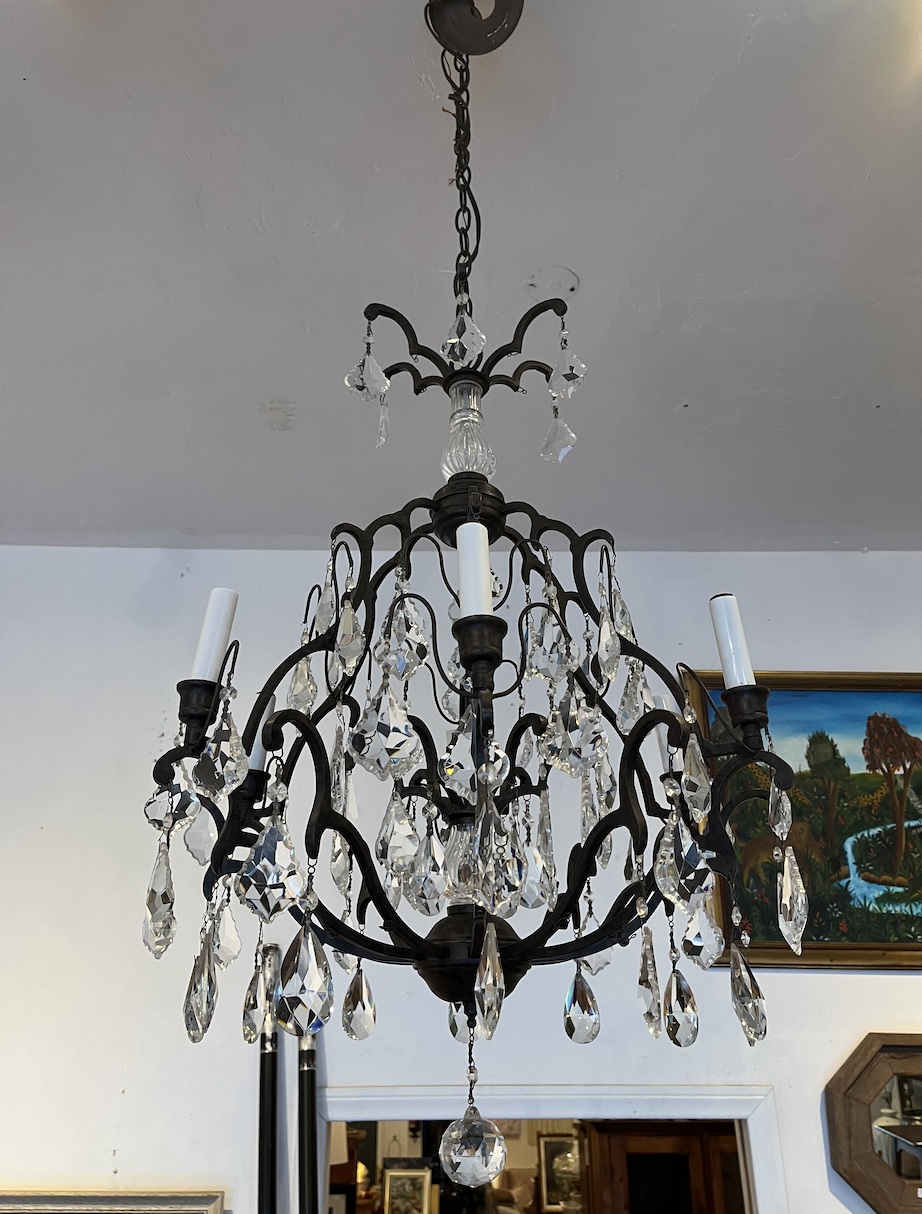 Dramatic Romantic | French-style Iron Chandelier With Crystals