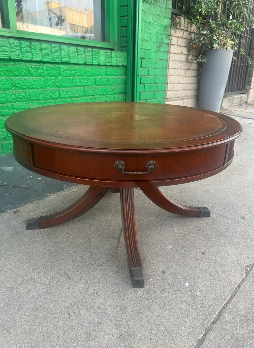 Simple Fun | 1940s Leather Top Mahogany Coffee Table