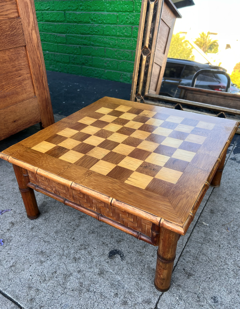 Game On | Vintage Bamboo Chess Table