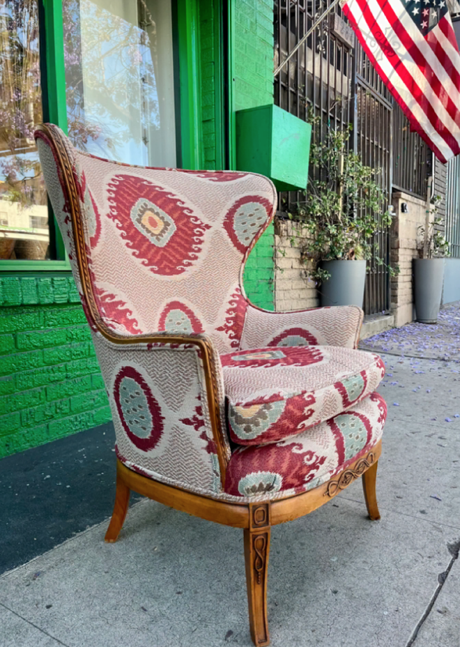 Sans Spurs | 1930s Wingback Chair with Southwest Print