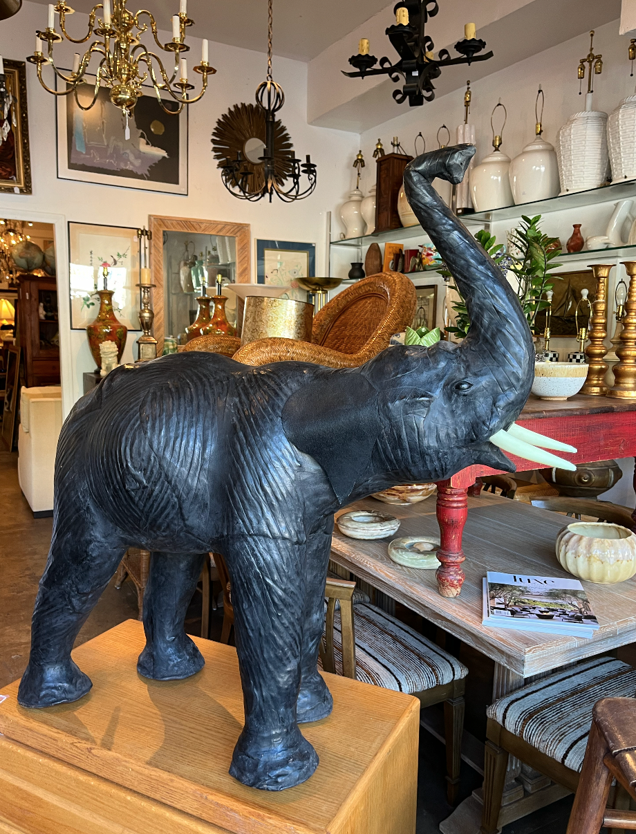 Making Memories | Large Leather Wrapped Elephant Sculpture