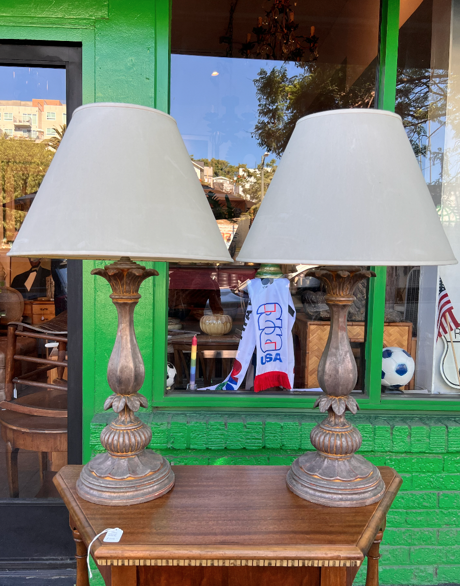 You're Family | Pair of Vintage Wood Lamps from Italy
