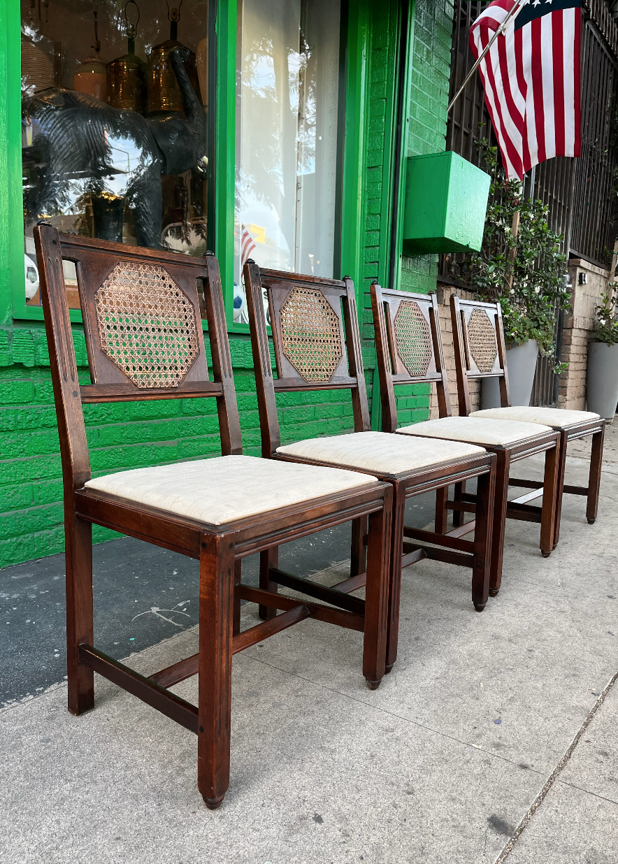 Your Chiropractor Called | Set of Four 1920s Cane Back Dining Chairs