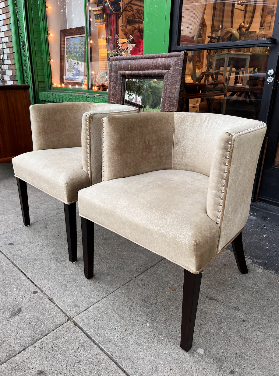 Pair of Velvet Contemporary Arm Chairs