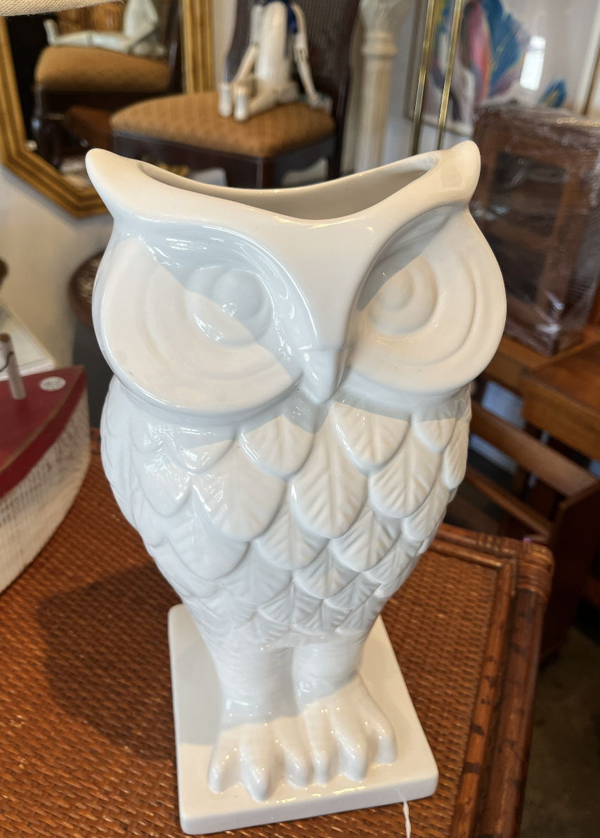 1990s Ceramic Owl Vase