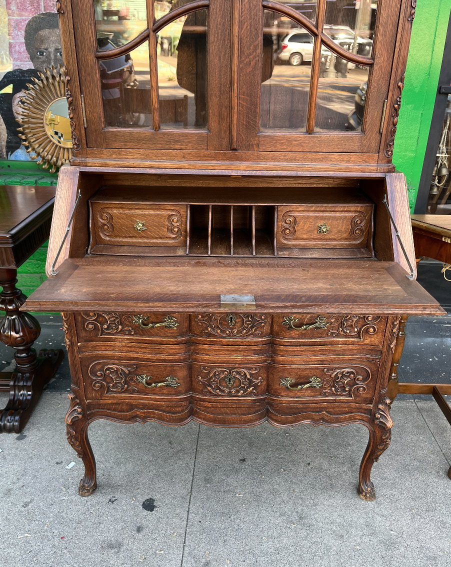 19th-Century Oak Secretary Desk