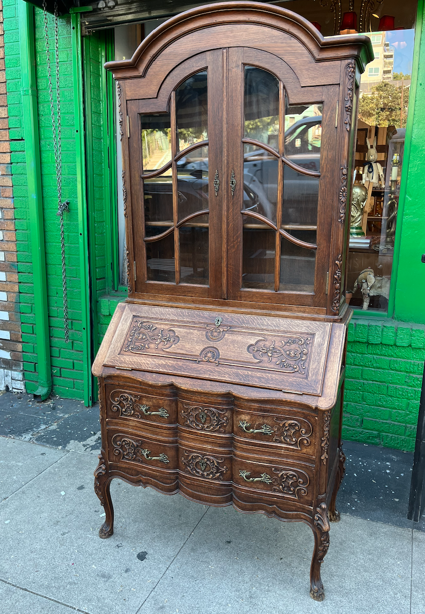 19th-Century Oak Secretary Desk