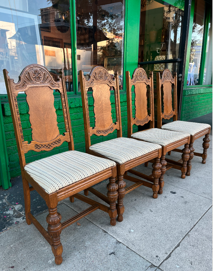 Set of English Tudor-style Walnut Dining Chairs