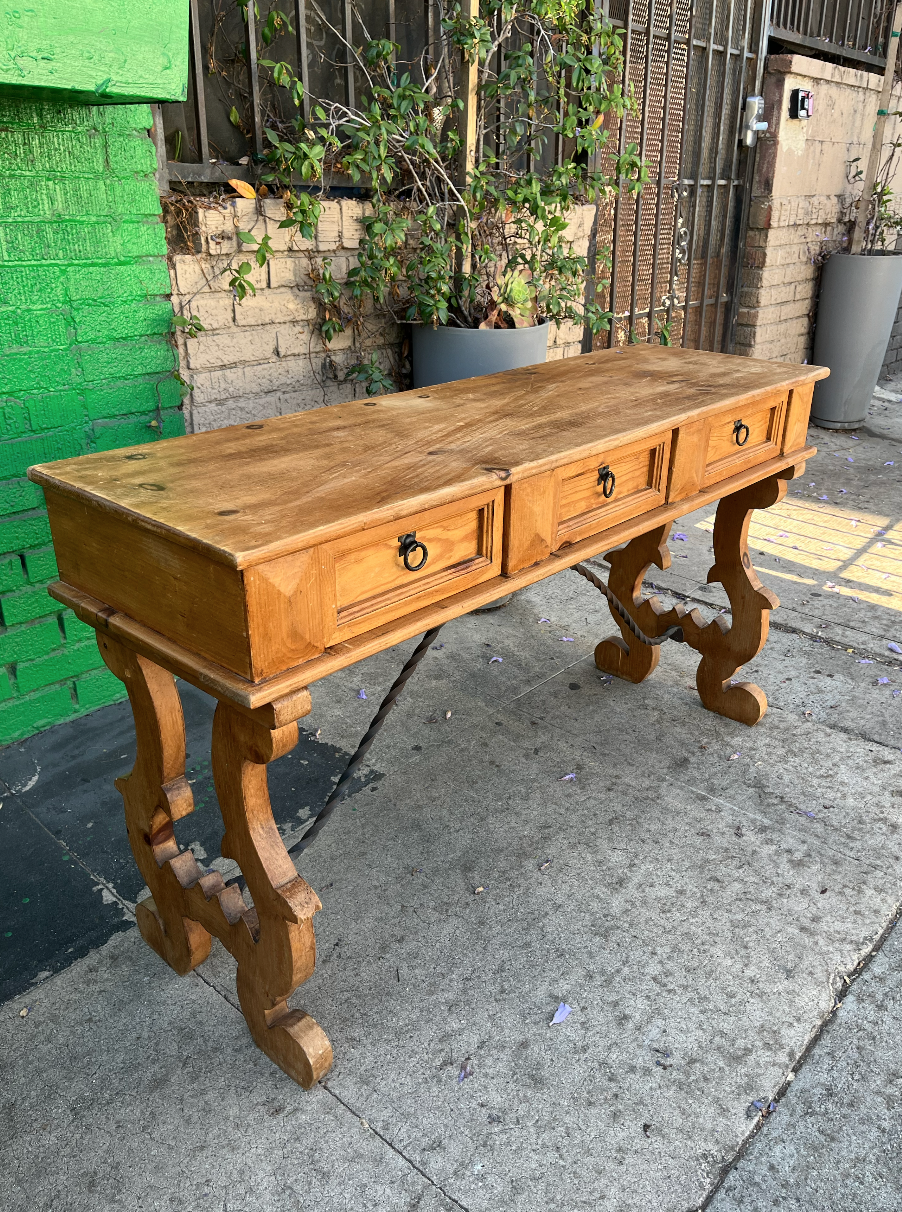 Spanish style pine console table