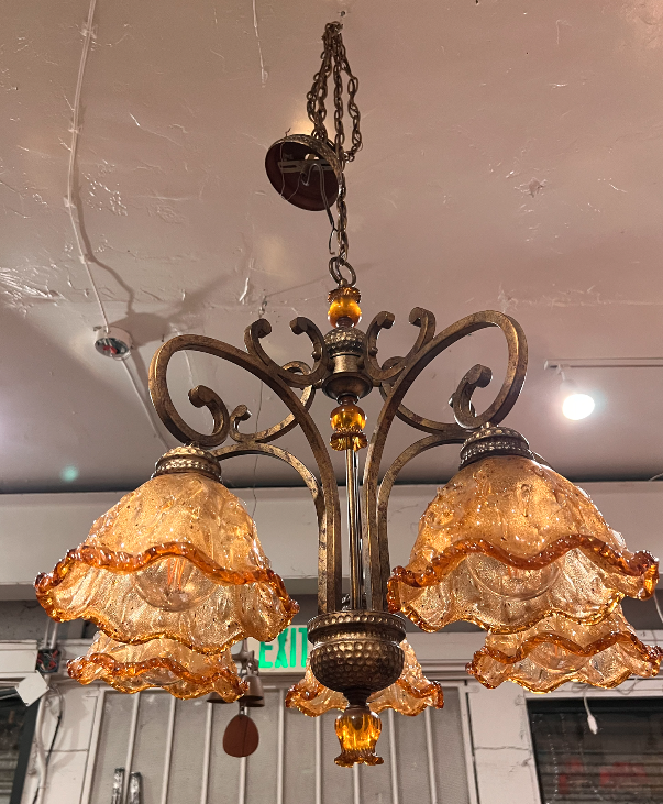 Spanish-style Blown Glass Chandelier