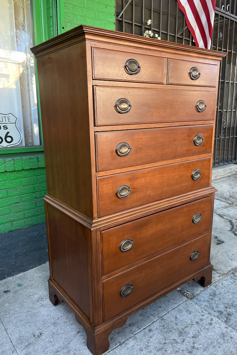 Corn Fed | Vintage Hardwood Highboy Chest by Langstrom Furniture Co.