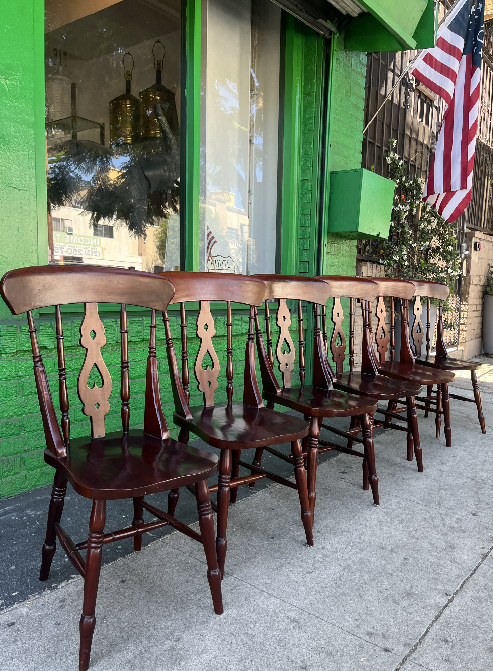 Set of Six Fiddleback Dining Chairs