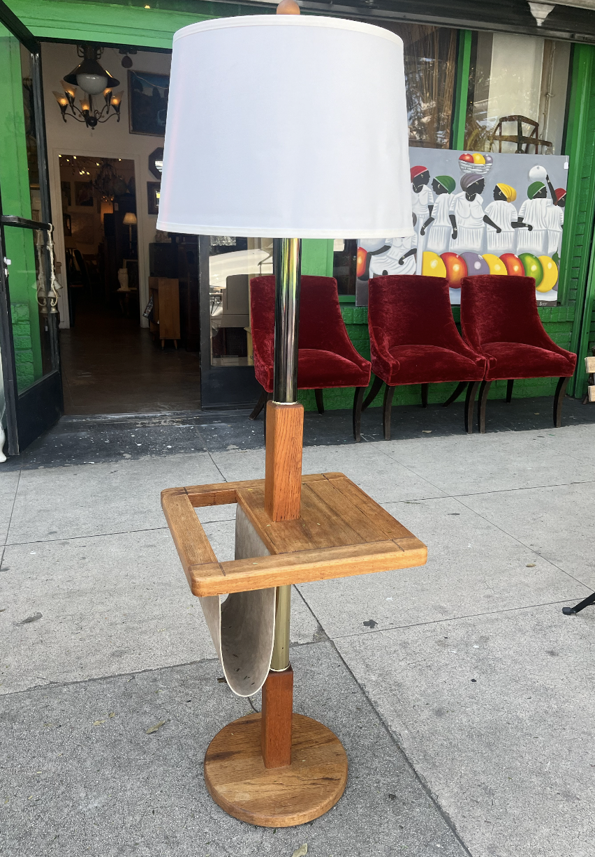 1980s Oak Floor Lamp