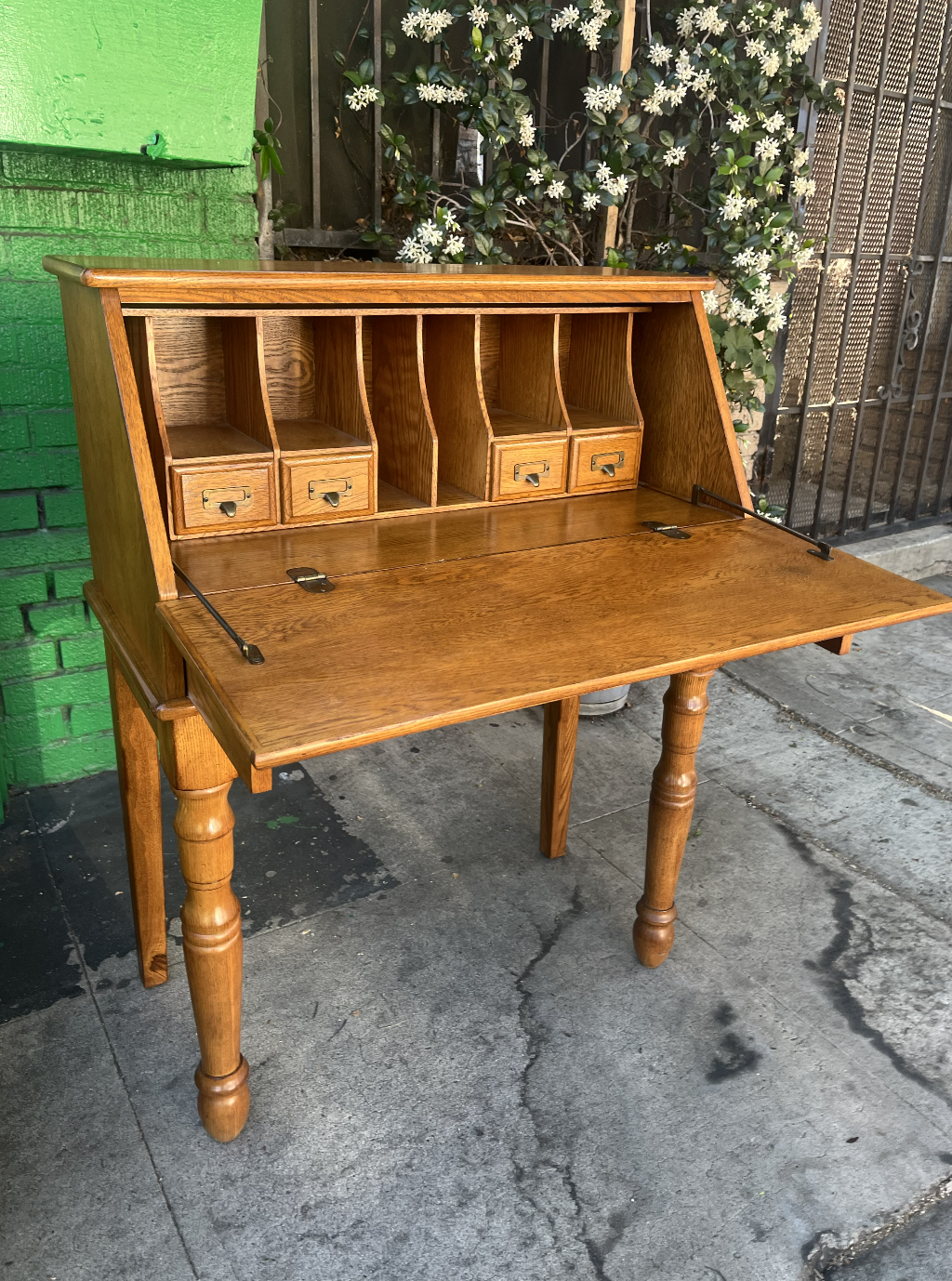 Vintage Oak Secretary Desk