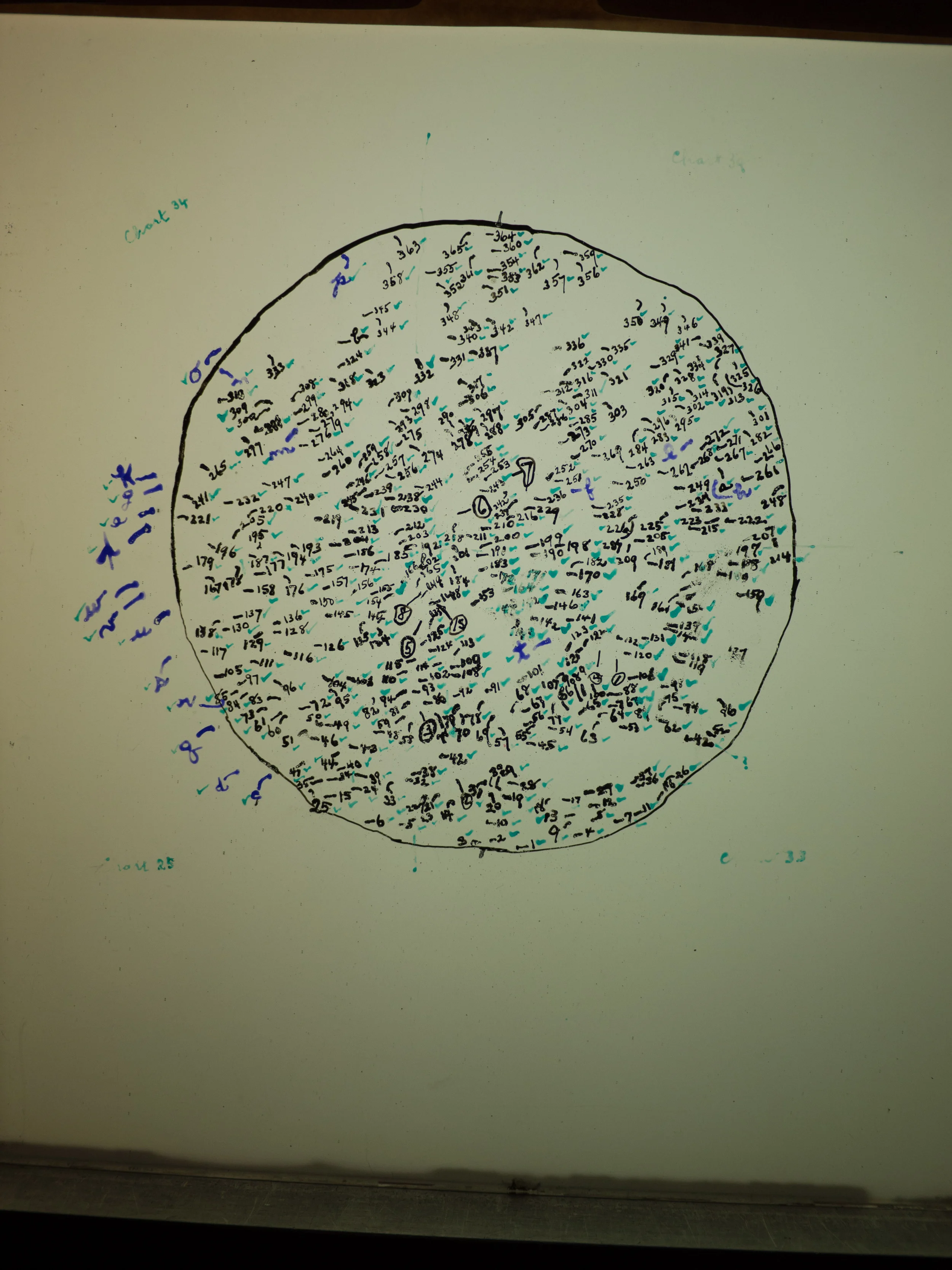 notations on the non-emulsion side of the plates