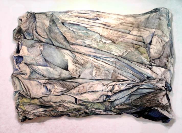 Shift by Aimee Cameron - Mineral pigments, watercolor, acrylic and charcoal on plaster and fabric