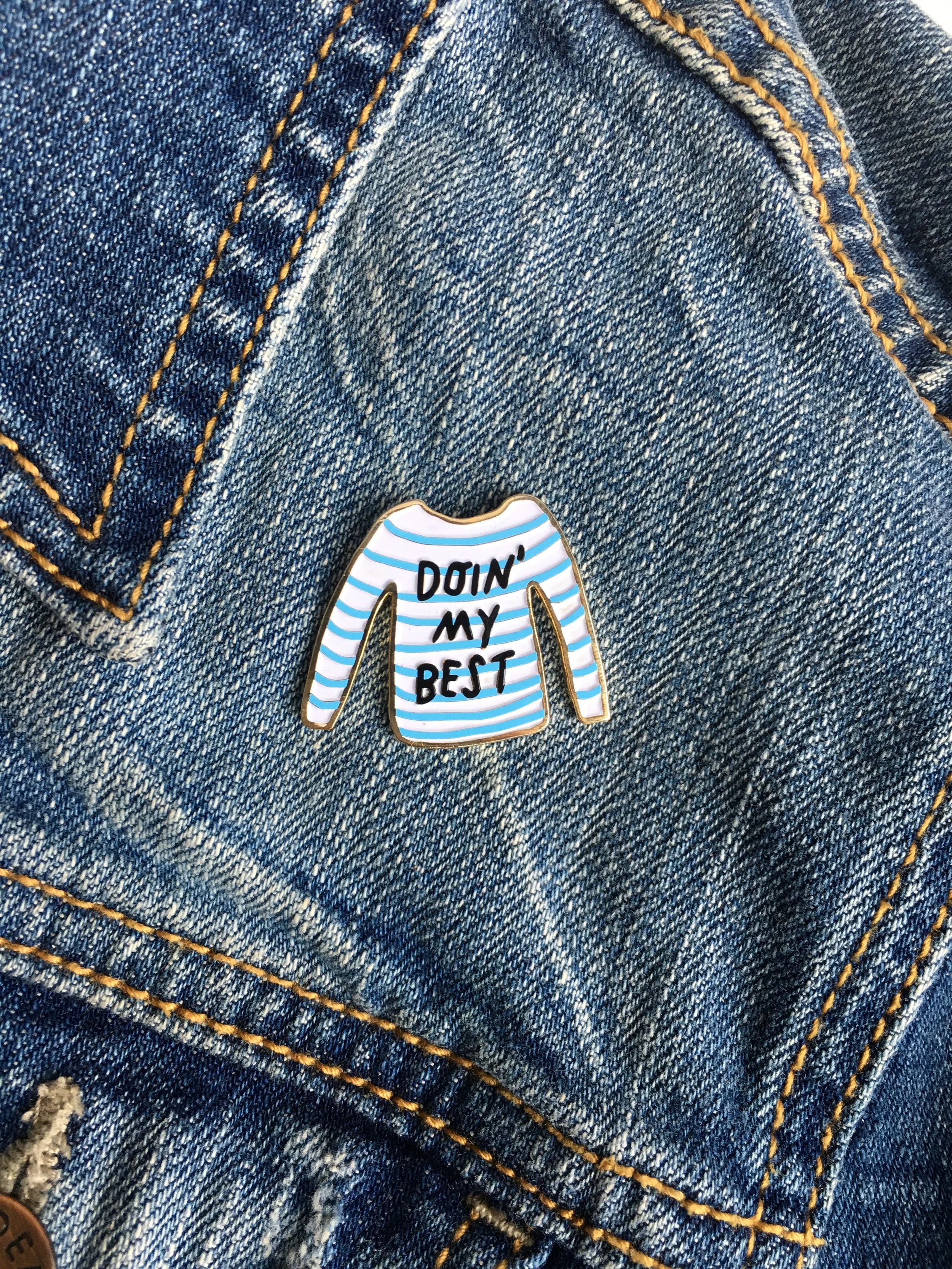 enamel pin striped shirt by tammie bennett