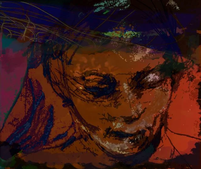 Elizabeth Pelley , Girl On Brown Paper (digital print )