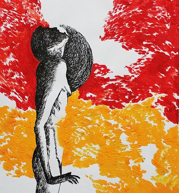 Tayfun Gülnar , In Flames (gouache and ink)