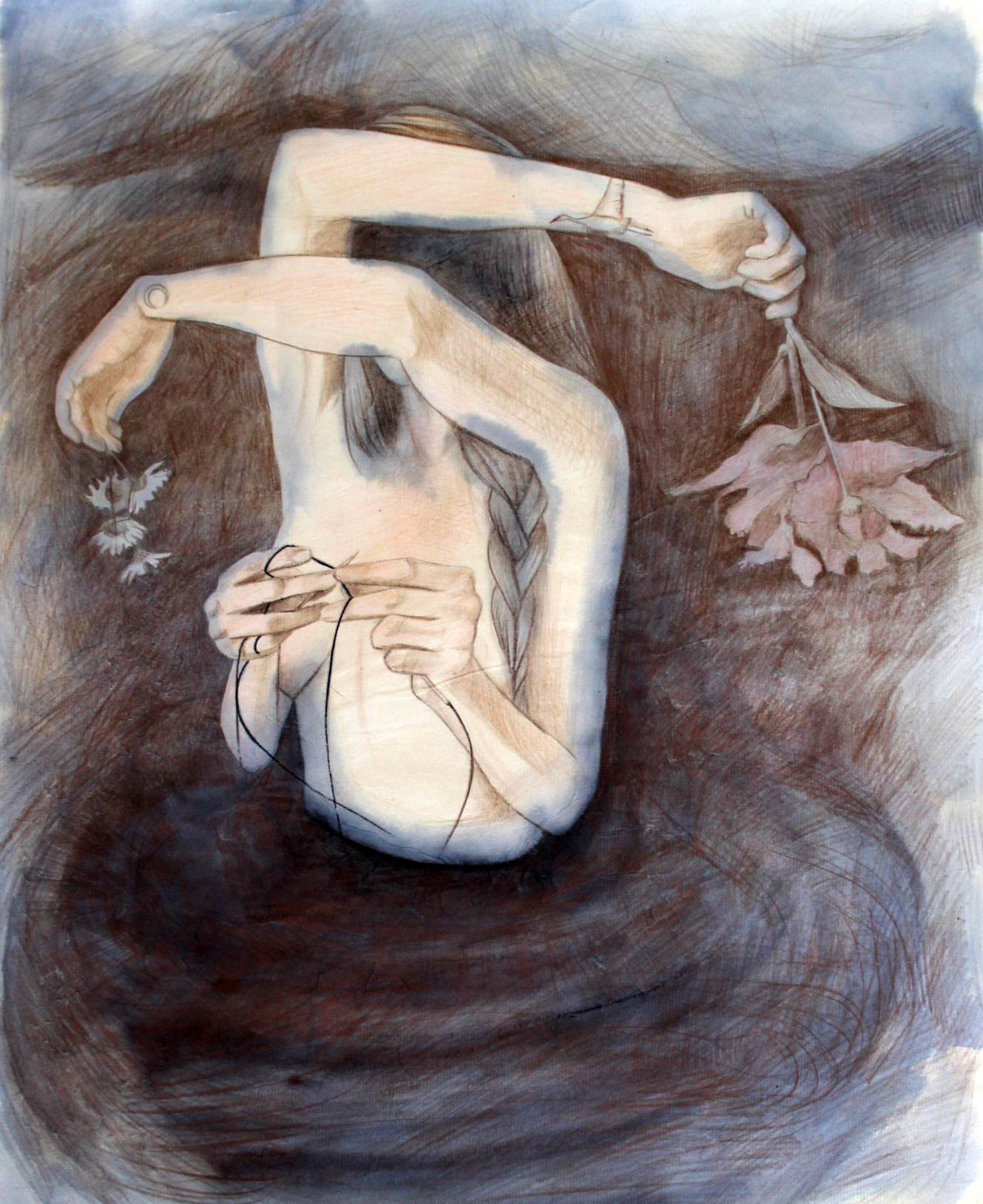 Brooke Vertin , Summer Rental (mixed media on katakana paper) 