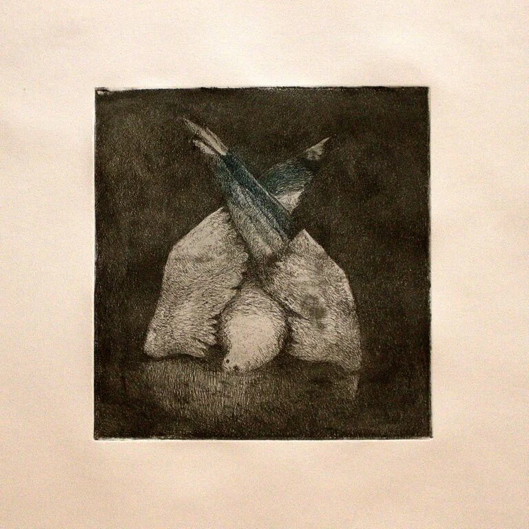 Tayfun Gülnar , Dead Bird, 2014 (etching)