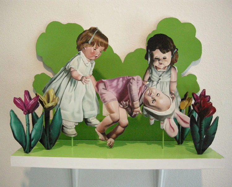 Julie Farstad , Tending the Bunny , 2009 (oil on clayboard)