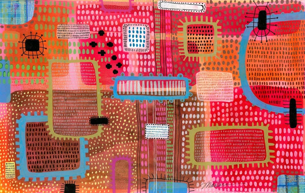 Madara Mason , Noise In The System (ink and acrylic on paper, 12x16")