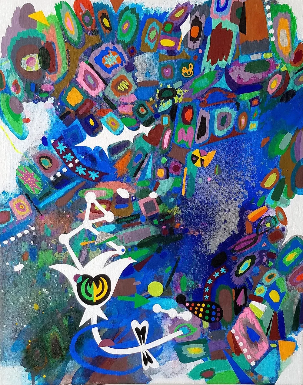 Jovi Schnell , Moon Seed Dataspace (acrylic and flashe on canvas), 2017