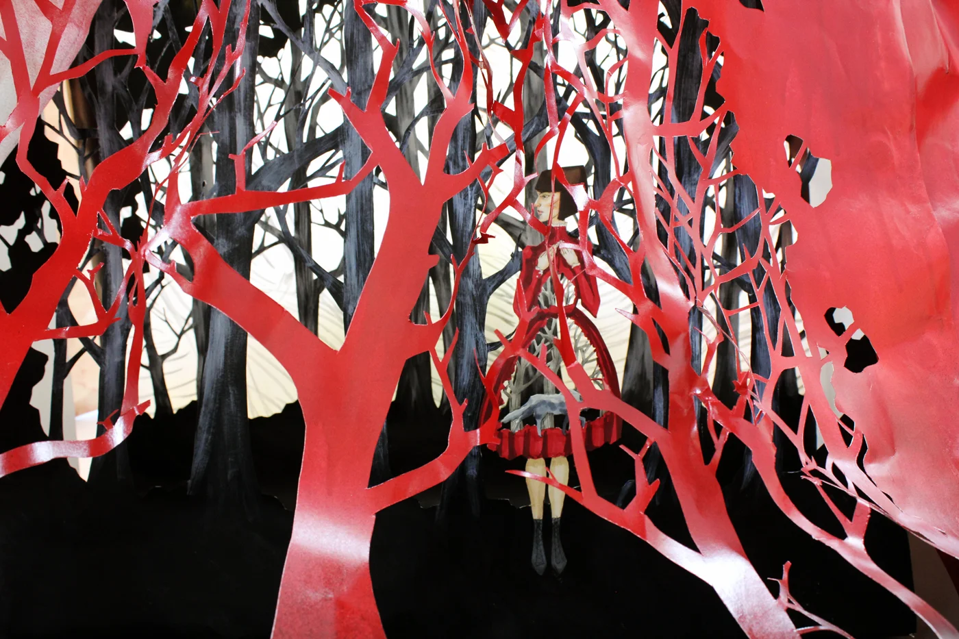 Emily Chase , All In Knots (Skirt Detail) , 2013 Drawing paper, paper tape, vellum, spray paint, acrylic paint, ink