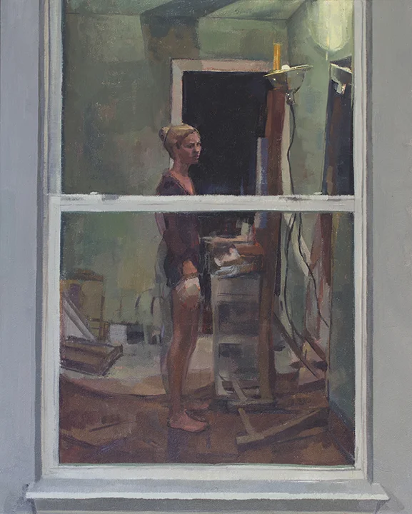 Sara Pedigo , When Midnight Chimes , 2016 Oil on wood panel 20 x 16"