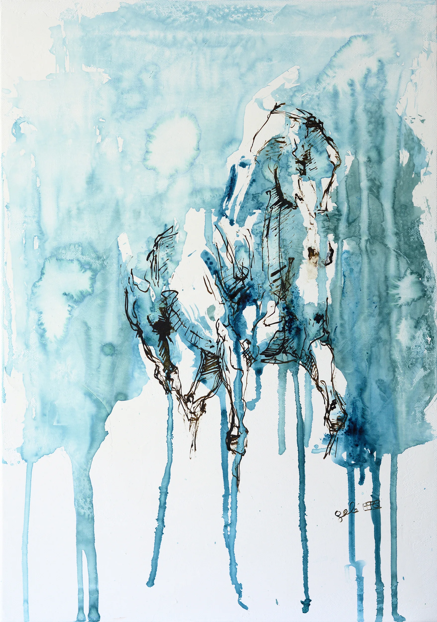 Bénédicte Gelé , Nu Equin 13A ( Artist Website , Etsy ) Watercolor on paper
