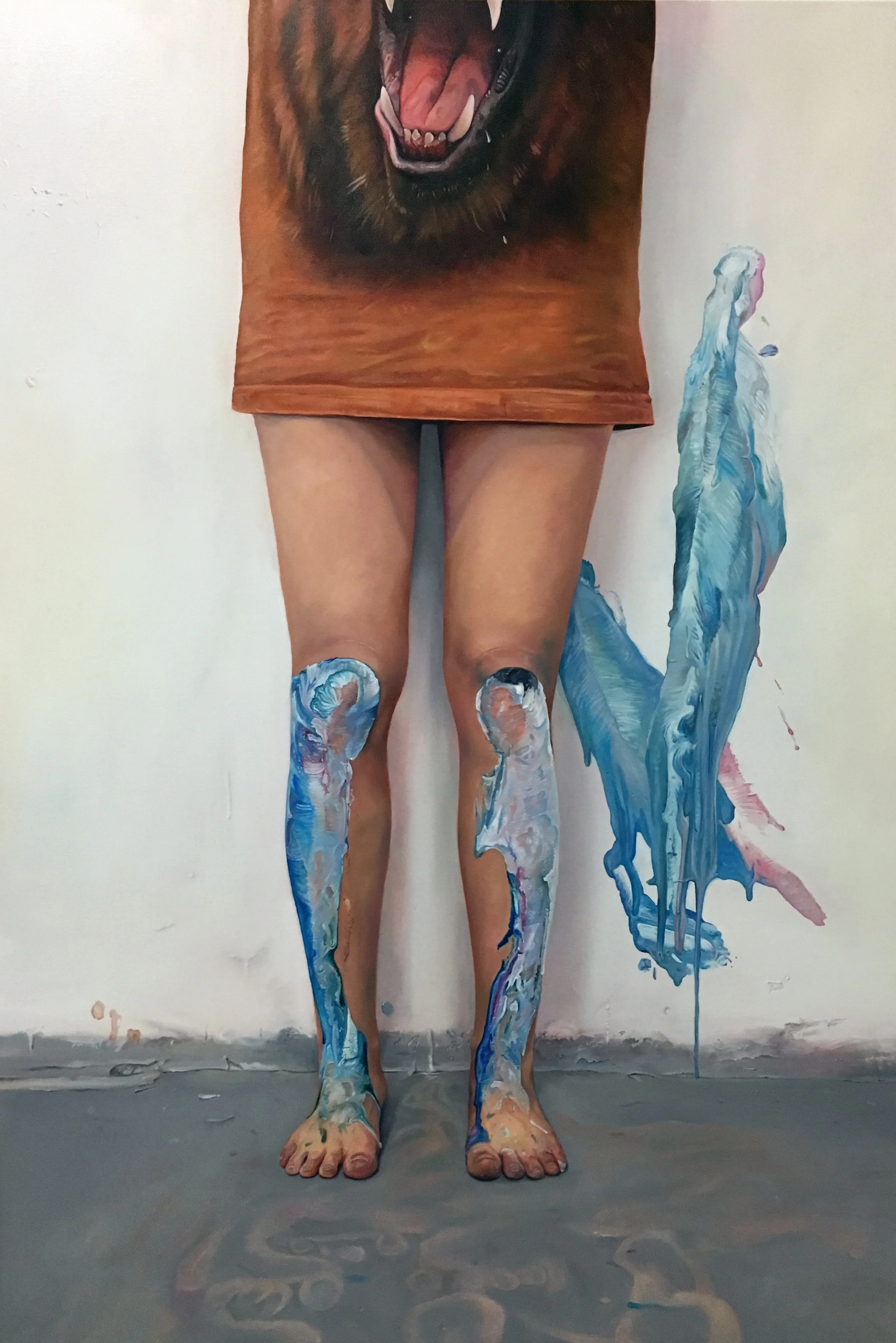 Marisa Adesman , Overbearing ( Artist Website , Instagram ) Oil on canvas 48” x 72”