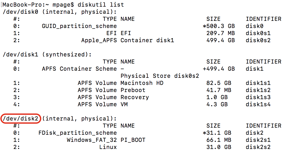 In my situation the microSD was mounted as /dev/disk2, I could tell this by comparing the size of the disk (31.1 GB).
