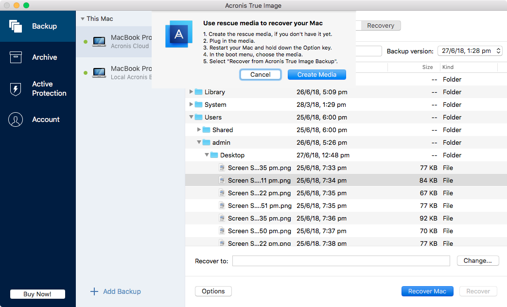 Acronis True Image 2018 Recovery