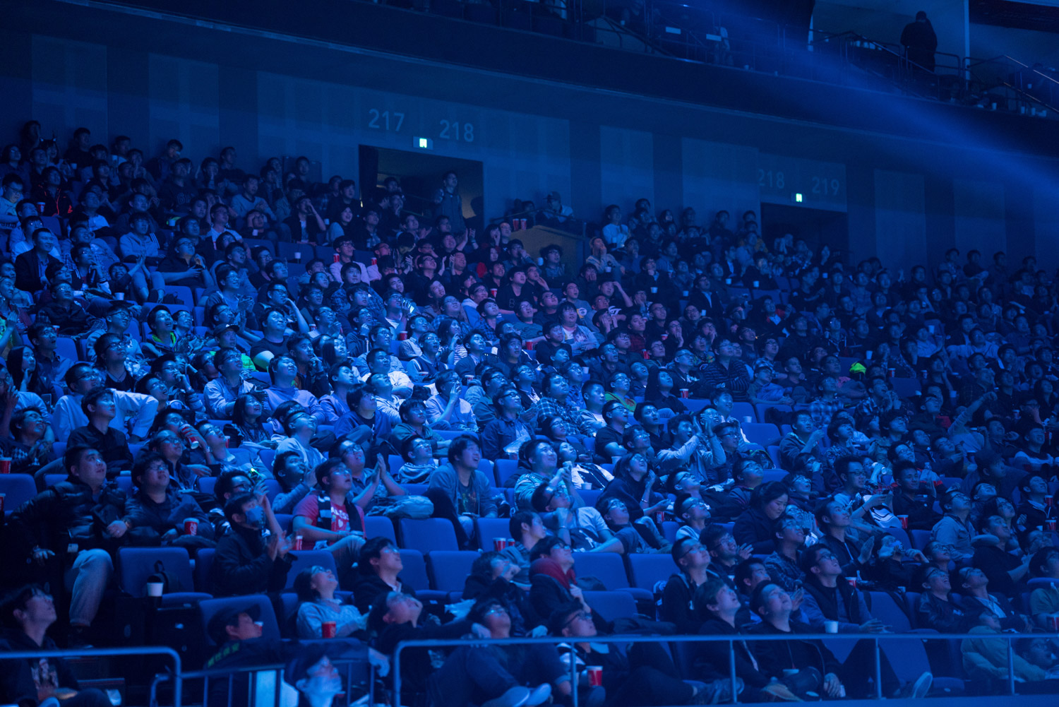 Audience reacting to the finals between Team Secret & Team Liquid ( Tim Franco for ESPN )