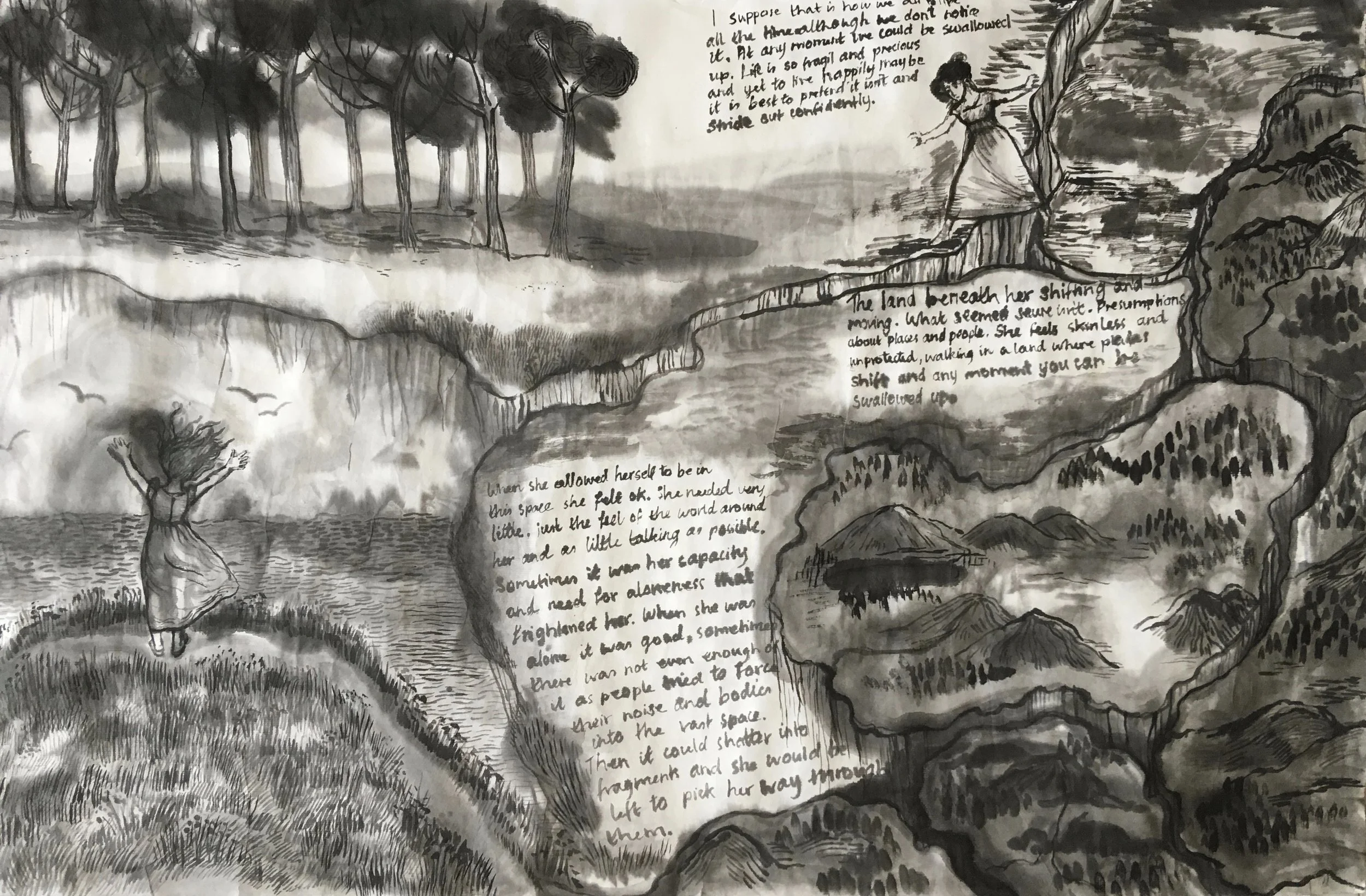 Shifting plates map (detail)
ink on Chinese paper