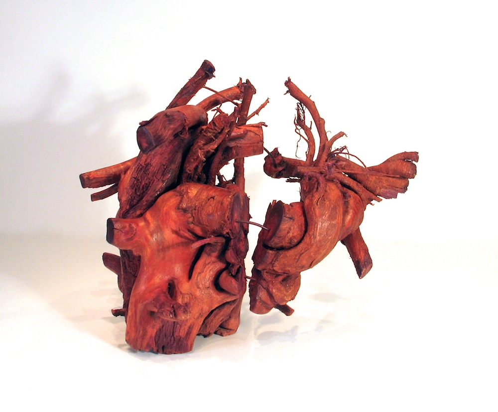 Agony , 2013 Tree root, steel rod, acrylic, 16 x 20 x 14 inches Stands on a 4’ tall steel plinth.