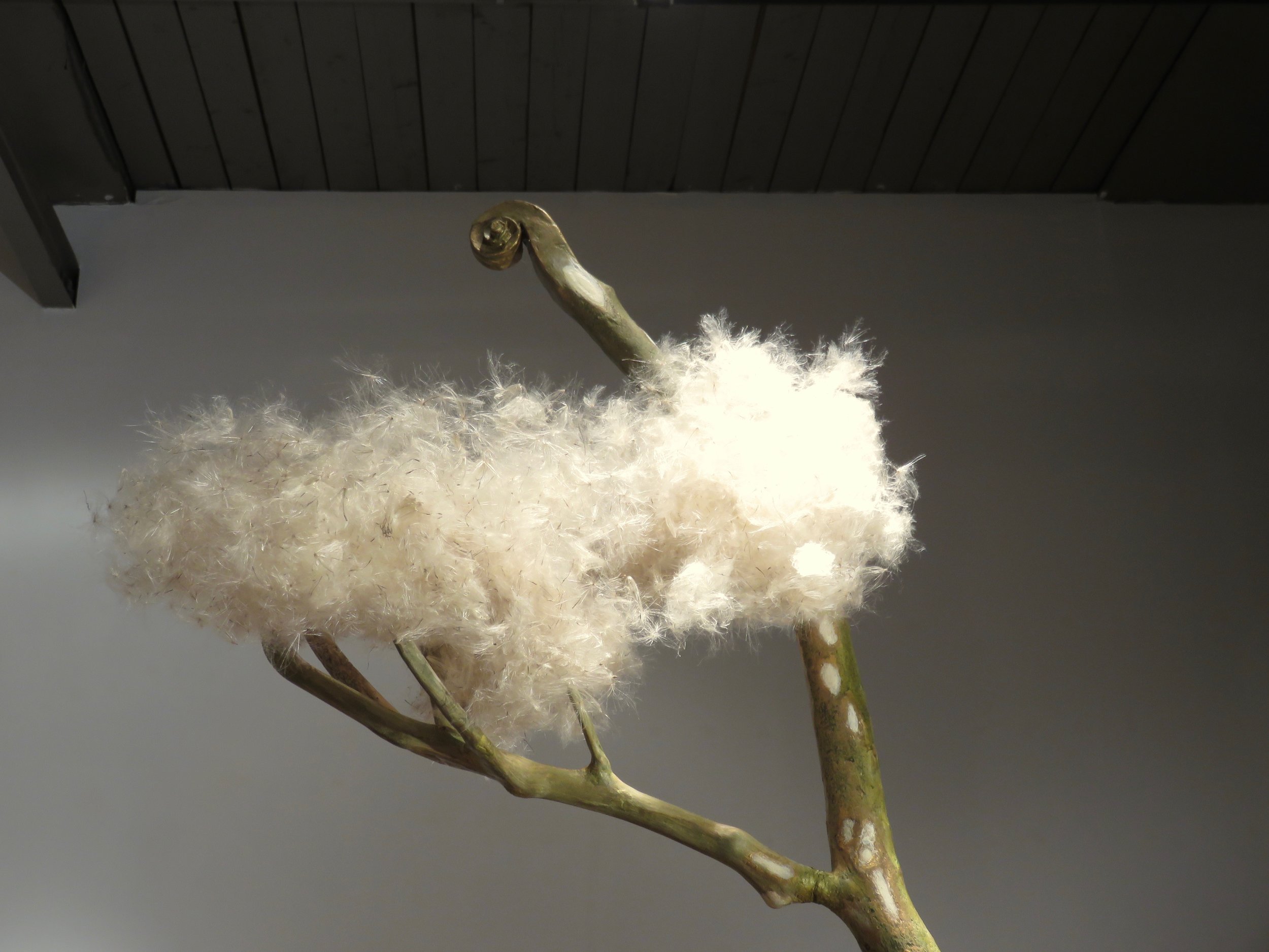 Expectations III (detail), 2016 tree limb, alginate, acrylic, oil paints, thistle blowies. 