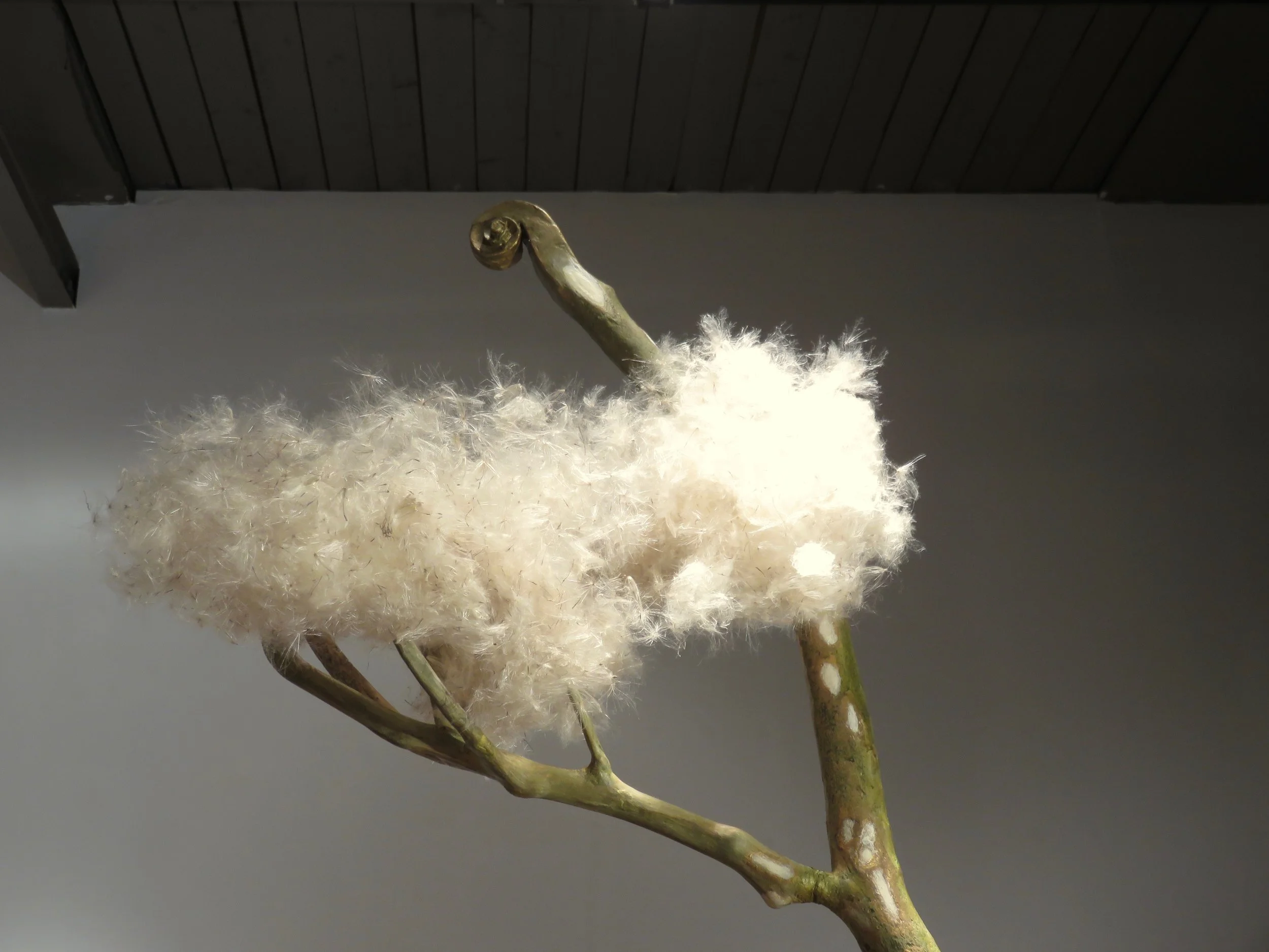 Expectations III (detail), 2016 tree limb, alginate, acrylic, oil paints, thistle blowies. 
