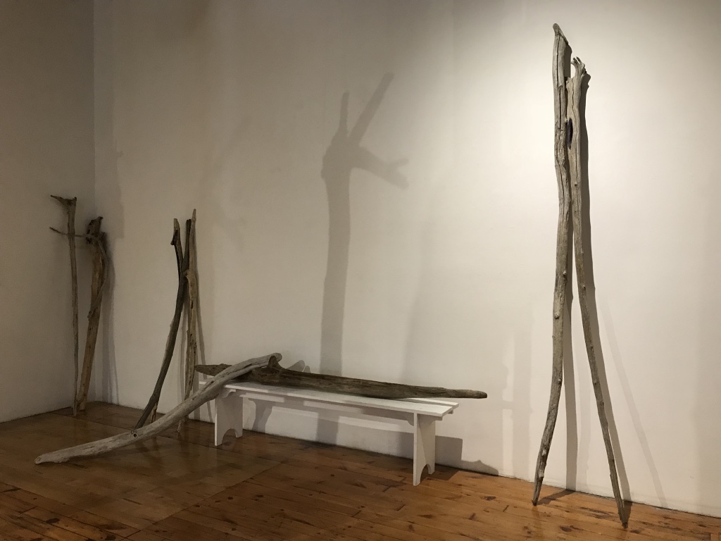   “Wandering In The Inquiry” William Woodworth/ Raweno:kwas , 2018 Driftwood from many beaches 