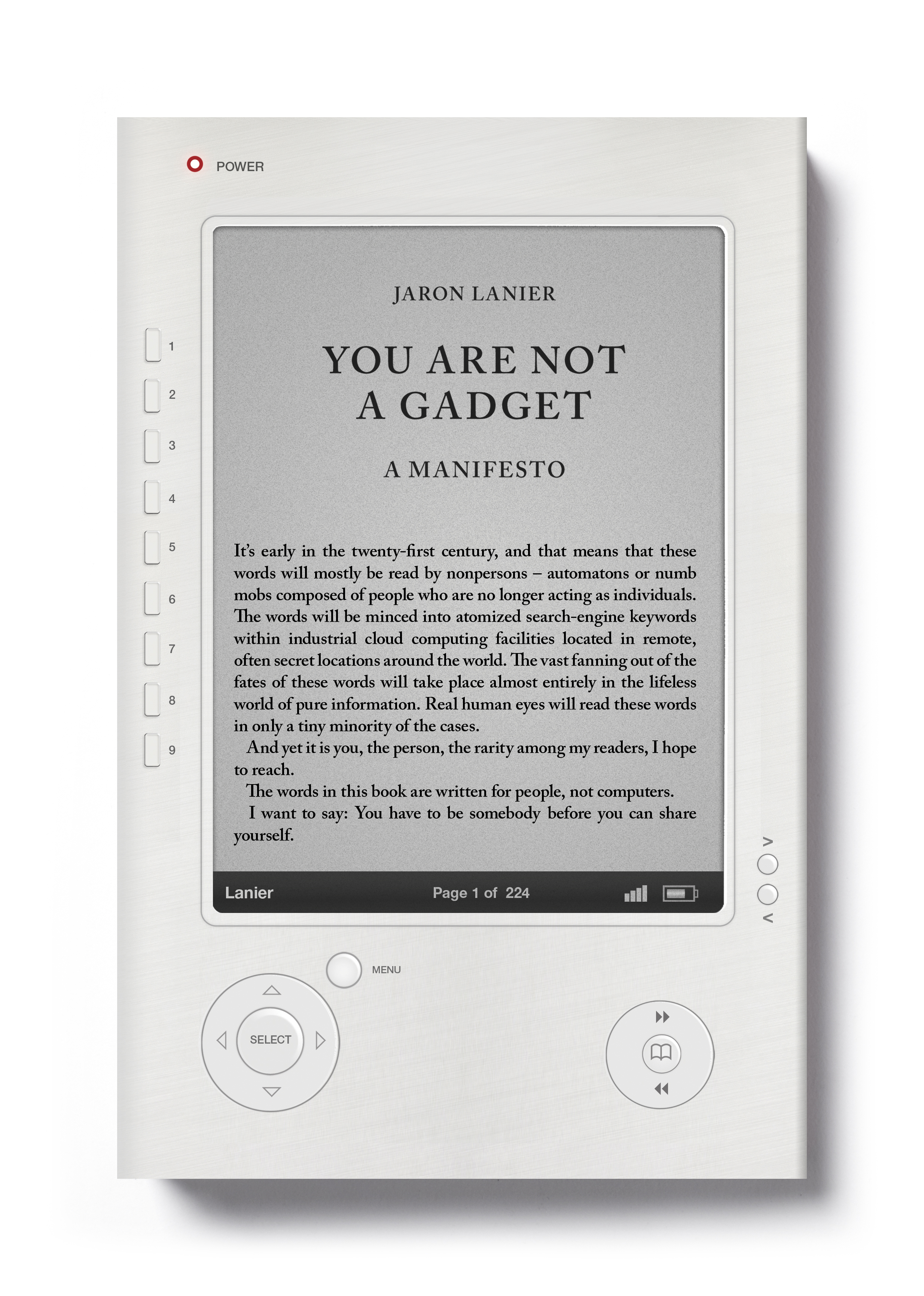  You Are Not A Gadget by Jaron Lanier - Art Direction: Jim Stoddart Design: Olly Moss  &nbsp; 