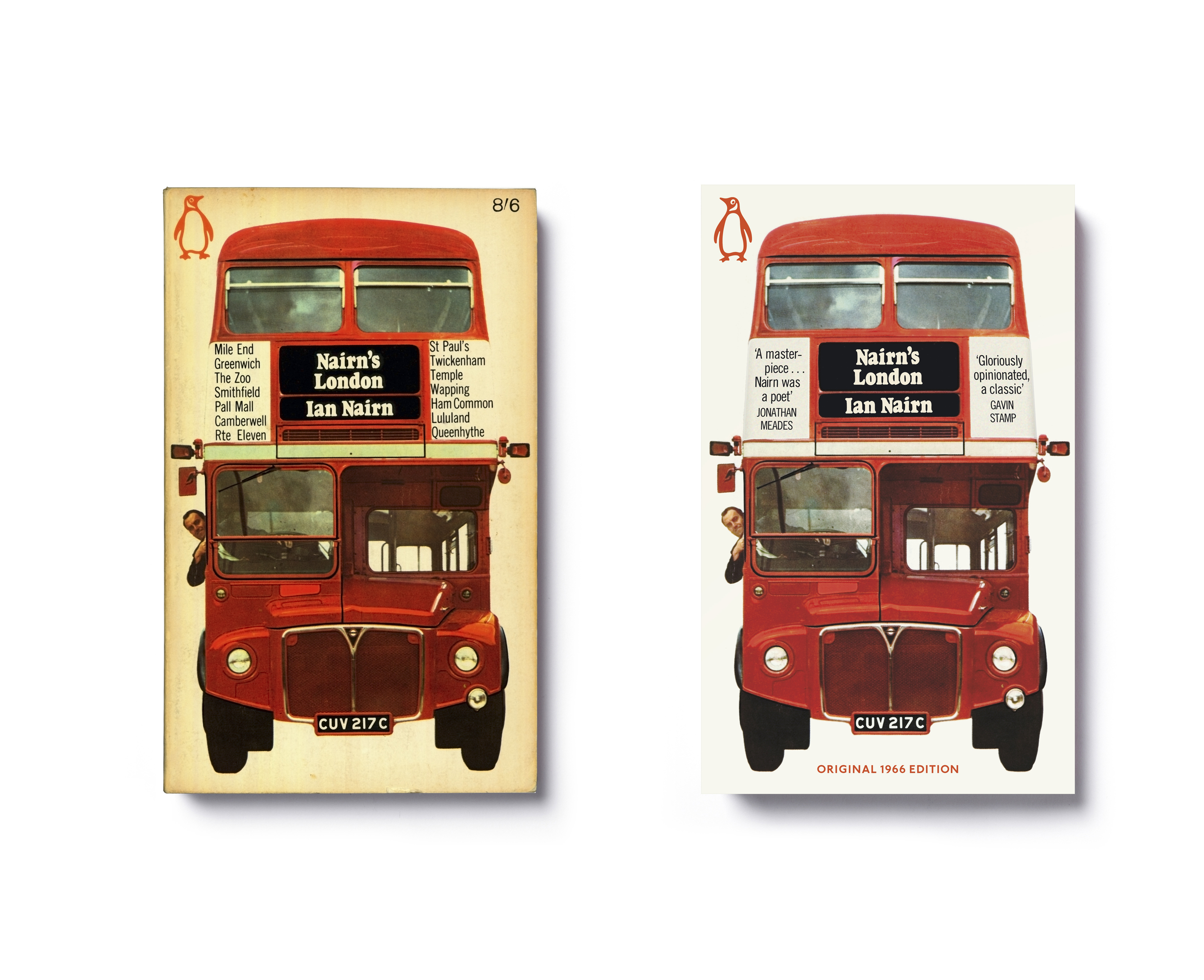  Nairn's London by Ian Nairn -  Left : 1966 paperback design: Michael Norris photography: credit to come  Right : 2014 paperback edition update: Jim Stoddart  