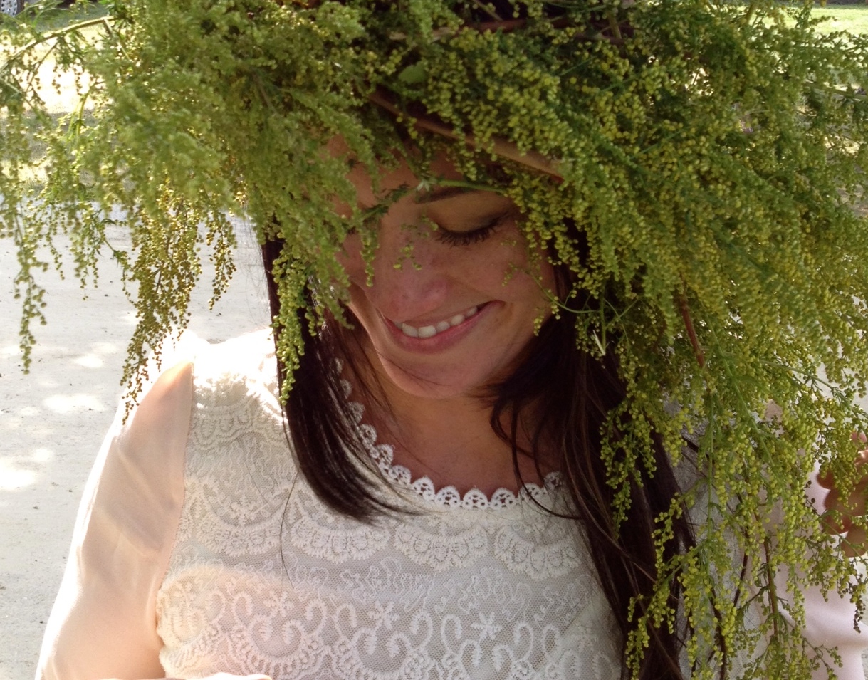 My green fro. The flower wreath making is my favorite thing to do at the festival. Its a great keepsake for the girls.