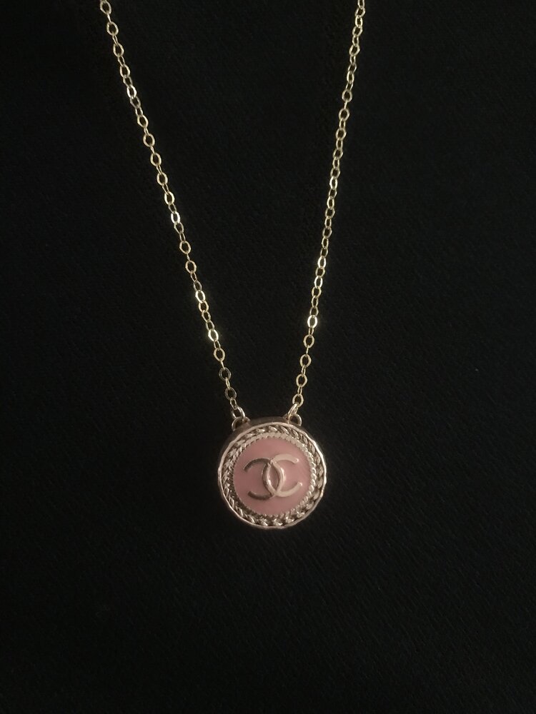 Small Classic Chanel Button Necklace — Blue Blood Metal | Vintage Rings &  Necklaces