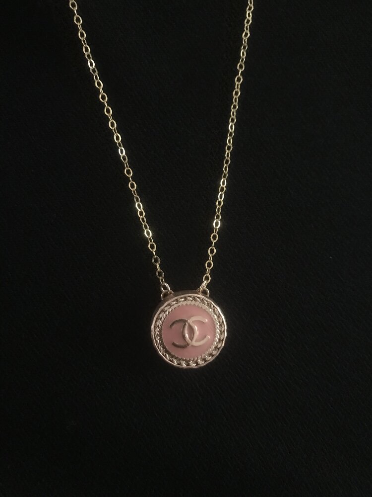 Repurposed Pink and Pearl Heart 'Chanel' Pendant