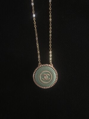 Large Chanel Button Necklace — Blue Blood Metal | Vintage Rings & Necklaces